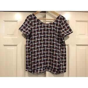 Cooper & Ella Geometric SS Textured Sz S Top Retro Career Indie Preppy Layering